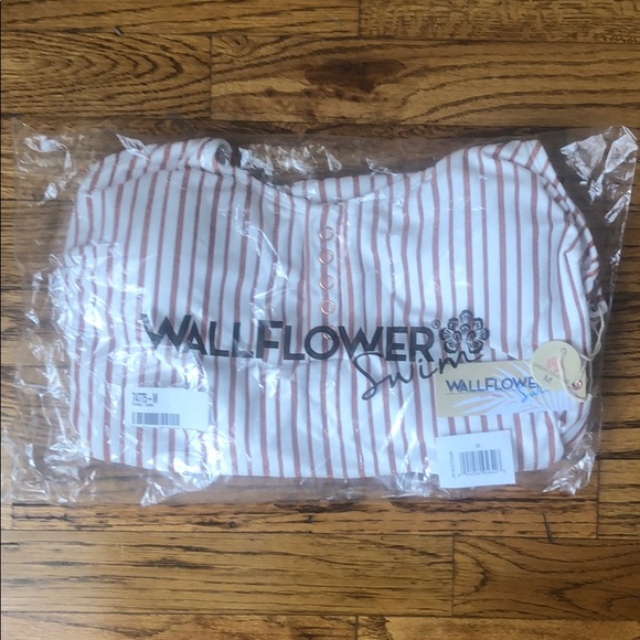 Ivory & Sparkling Copper Stripe One Piece Swimsuit - Picture 3 of 4